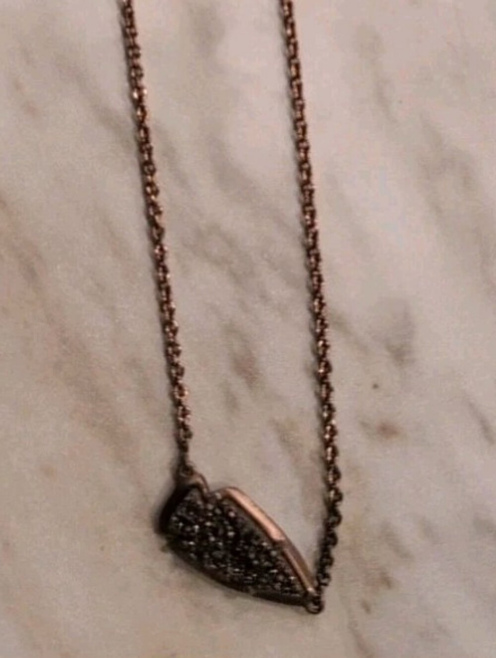 Kendra Scott Chocolate Brown Drusy Arrowhead Shimmer Asymmetrical Stone Necklace